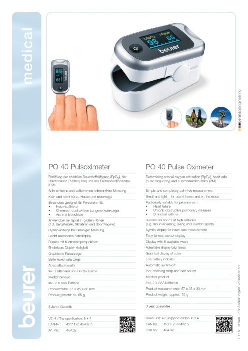 Beurer PO 40 pulse oximeter