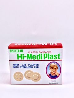 Fisrt aid plaster bandages with sterilized pads , 1 size , Hi-Medi Plast (100/Box)