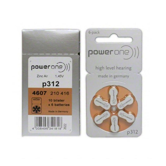 Hearing aid batteries , power one Size P 312